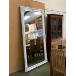 Large wall mirror, with white painted decorative frame, condition good, PURCHASER PLEASE NOTE,