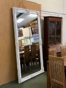 Large wall mirror, with white painted decorative frame, condition good, PURCHASER PLEASE NOTE,