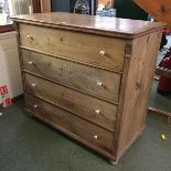 A large pine chest of drawers, condition - back leg missing