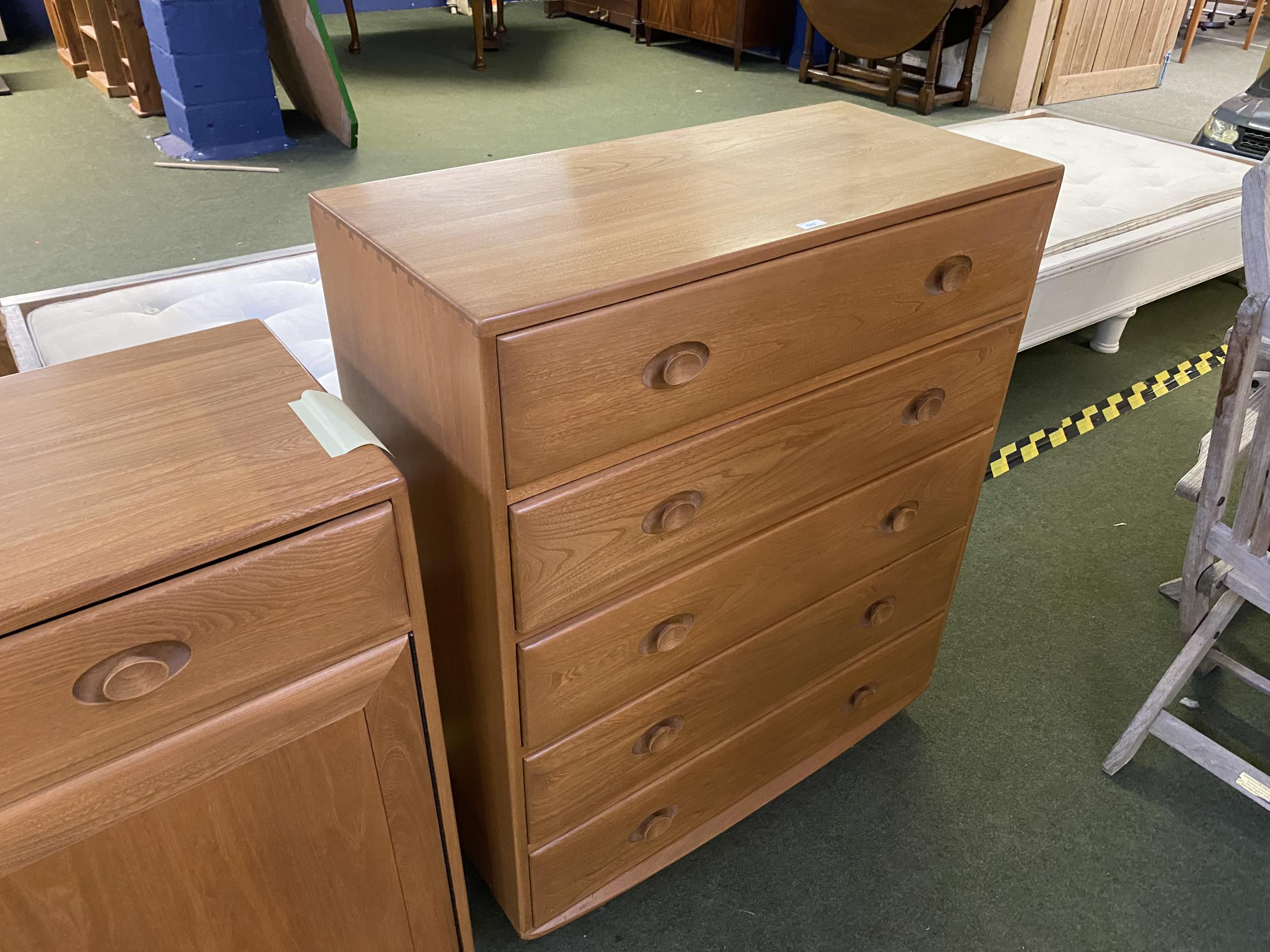 Ercol chest of 5 long drawers, 108 high x 91cm w m 43 cm d - Image 2 of 2