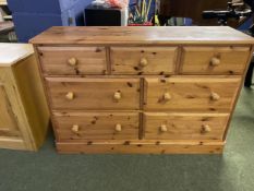 Modern Pine chest of 7 small drawers, 131L x 42D x 89cmH