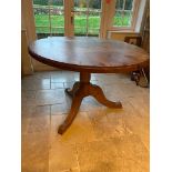 Circular pine pedestal kitchen table 76 cm high