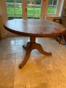 Circular pine pedestal kitchen table 76 cm high