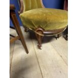 2 bergère caned wooden chairs, a green upholstered chair