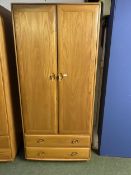 Ercol wardrobe, 2 doors with hanging rail and 2 drawers, 200H x 92 W x 60 Deep cm