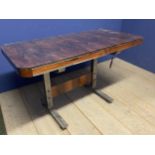 Mid century statement desk, with chrome metal base, and rosewood top with glass, 130cm Long x 65 wi