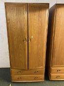 Ercol wardrobe, 2 doors with hanging rail and 2 drawers, 200H x 92 W x 60 Deep cm