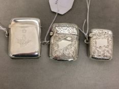 Sterling silver vesta case with chased decoration vacant cartouche by Rolason Brothers,