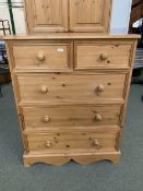 Pine Chest of 2 short over 3 long drawers, 112H x 89W x 46D