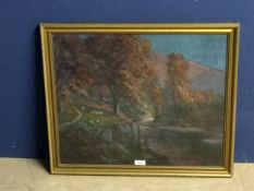 PHELAN GIBB (1870-1948), oil, Forrest scene, 45cm x 55cm