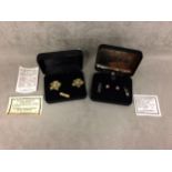 Two pairs of boxed fashion earrings, with original labels, "diamond dust/cultured pearl, and