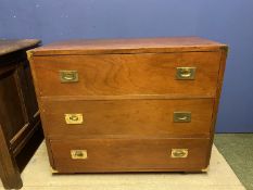 Campaign style chest of 3 long drawers