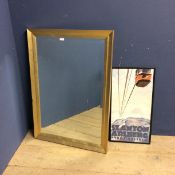 Modern mirror - overall 71.5 x 102cm and a modern framed and glazed ski print's Antong Arlberg Tyrol