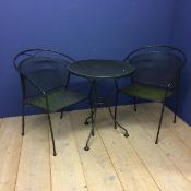 Garden table and 2 armchairs, 60cm diam