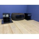 Pair of contemporary black side tables, Italian designer PTOLOMEOX4. SIGNED Bruno B…. Made in Italy.