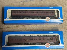 Two Airfix 00 scale railway carriages,