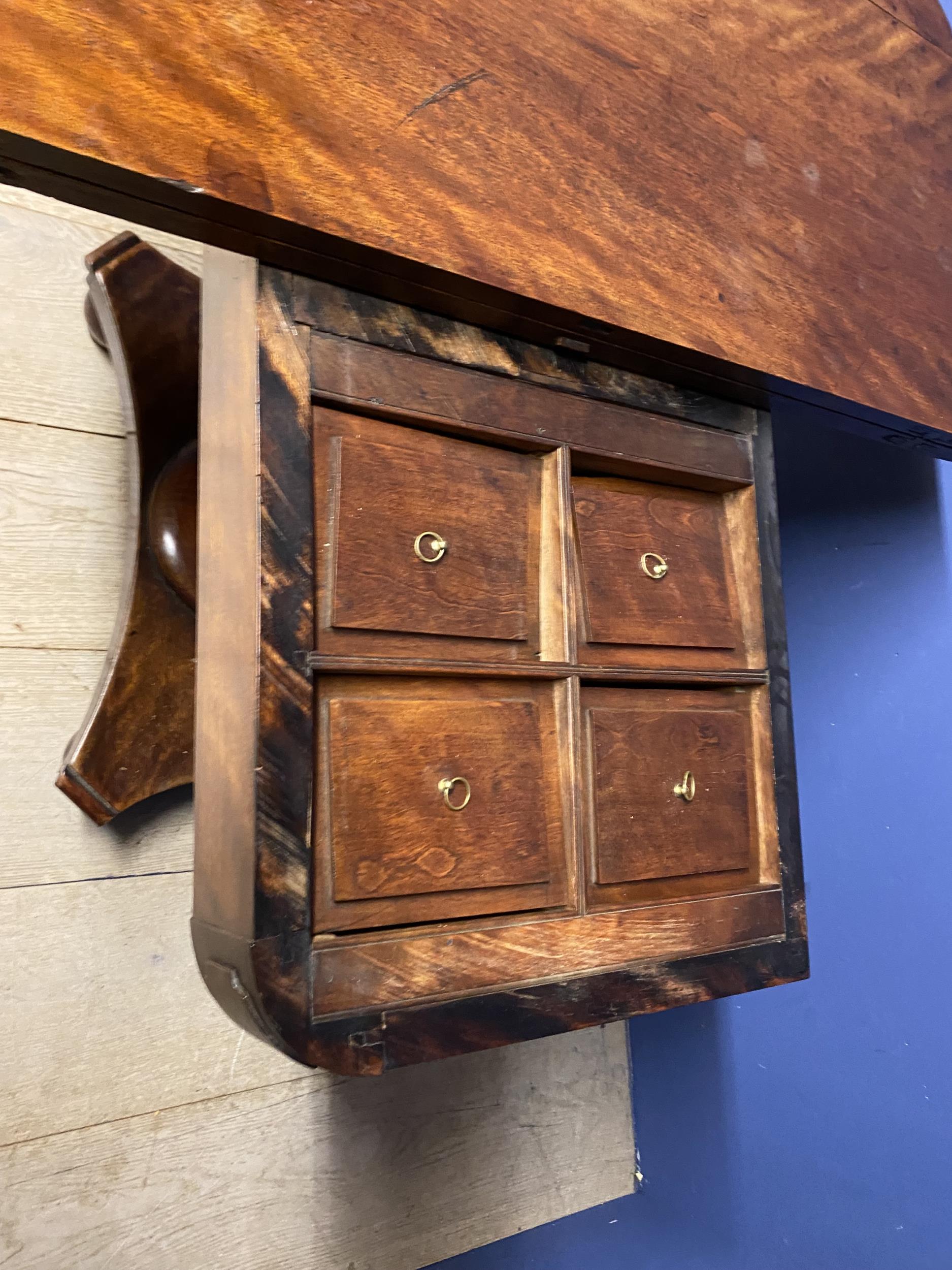 Mahogany tea table, with original fitted interior - see images, 91cm wide - condition - wear and - Image 6 of 6