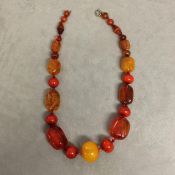 Strand of amber and honey/mixed amber beads, 40 grams 43cm