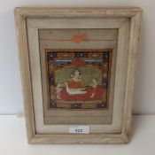 Frame and glazed picture of three Indian figures, in landscape with a goose, Moghul , hand painted
