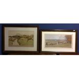 After Cecil Aldin a pair of oak framed and one glazed hunting prints both signed in pencil lower