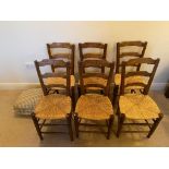 6 Oak rush seat chairs