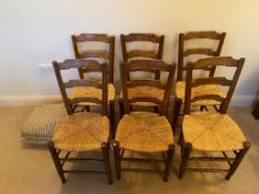 6 Oak rush seat chairs