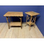 2 wicker style tables, as found