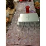 Qty of royal Doulton Glasses, two boxes of Royal Doulton glasses, baby champagne glasses, beer