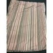 Pair of lined and interlined good quality striped curtains, with cream background and pink and green