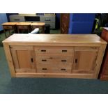 Shaker style low sideboard with inset handles, 166L x 75H x 46 D