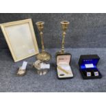 Quantity of items to include, cufflinks, mother of pearl case match holder, and cufflinks , and a