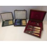 3 boxed set of silver plated and other cutlery