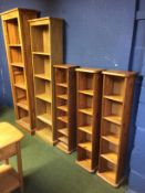 Quantity of shelving, tallest piece 186cm high, middle 172cm High, smallest 118cm high