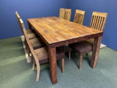 Large modern hardwood table and 8 chairs, 220cm Long, 100cmm Wide, 78cm High