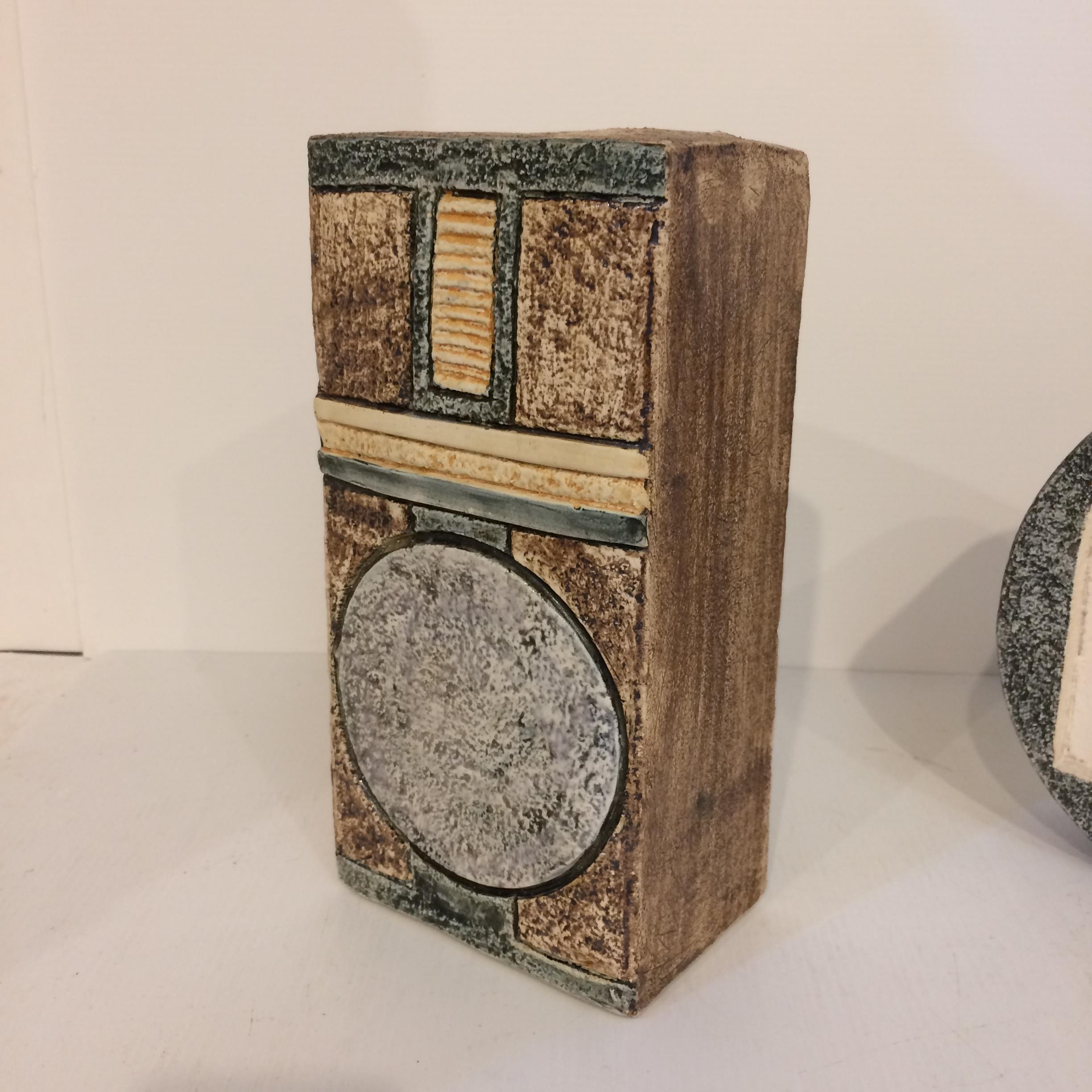 Two Troika vases, Rectangular vase 21cm High x 10.5 x 7.5, the circular Wheel vase is 17cmdiam, x - Image 2 of 12