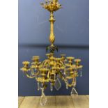 Antique French Ormolu Empire style candelabra, with glass drop sconces, condition good