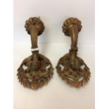 Pair Italian wood carved gesso sconces