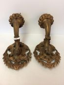 Pair Italian wood carved gesso sconces