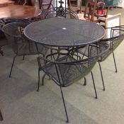 Garden table and 4 armchairs 105cm diam