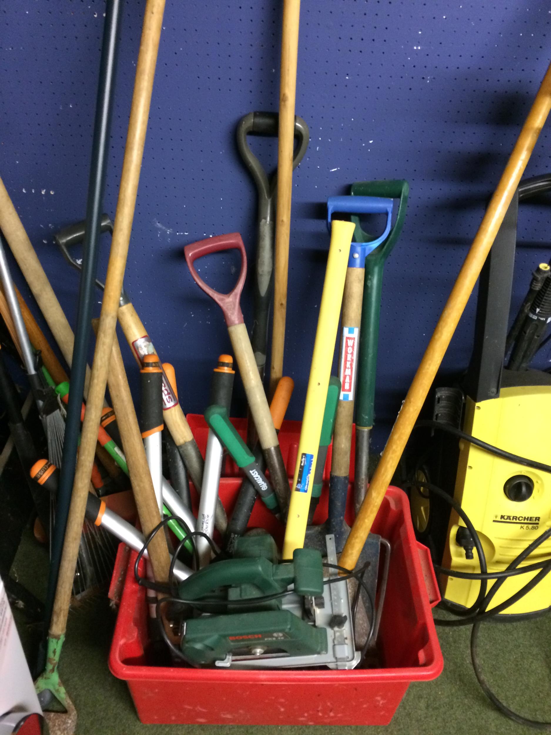 A quantity of garden tools, work benches and tool boxes, power washers etc; all as found from - Image 6 of 7