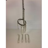 A hanging glass lustre, with 12 hanging pendant drops, each pendant 16cm Long.11.5cm Diameter of