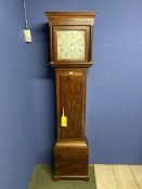 Victorian mahogany longcase clock , with square painted white dial marked Plowman Chichester, and