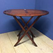 Mahogany butlers tray, on folding stand, 66 x 89 x 77h cm