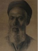 Frame and glazed picture of an Orientalist, charcoal, of a man in Turban