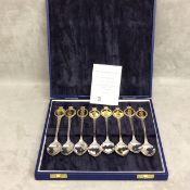 A boxed st of 8 Sterling silver commemorative spoons, "Royal Wedding Beasts" spoon set with silver