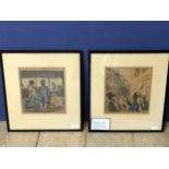 Pair French lithographs by Honoré Daumier