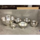 Set of reproduction sterling silver and white metal Paul Revere repro bowls, by Webb, and one