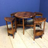 Am Art Deco style coffee table, set with four inset tables