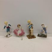 Four Royal Worcester hand painted figures including Peter Pan modelled by F Gertner and 3 other