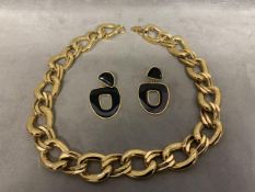 Gilt metal 1970s suite of jewellery by Napier to include oval link heavy chain necklace, and a